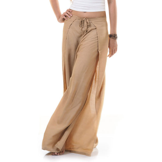 Close-up of beige Thai wrap pants skirt