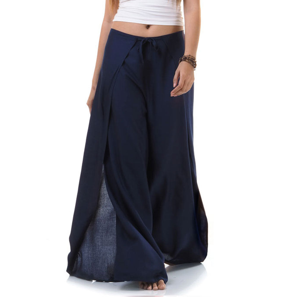 Close-up of blue Thai wrap pants skirt