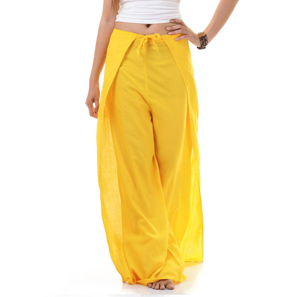 Close-up of yellow Thai wrap pants skirt