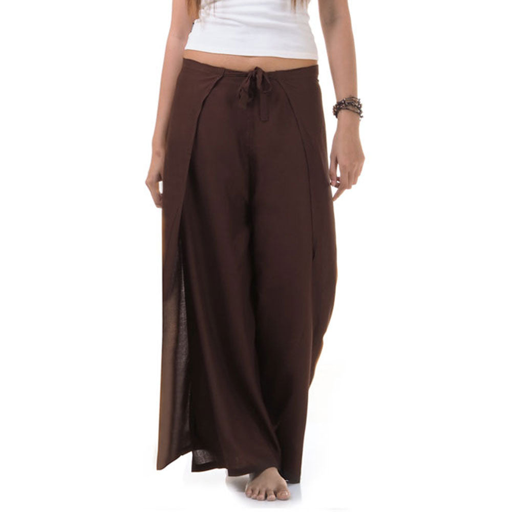 Close-up of brown Thai wrap pants skirt