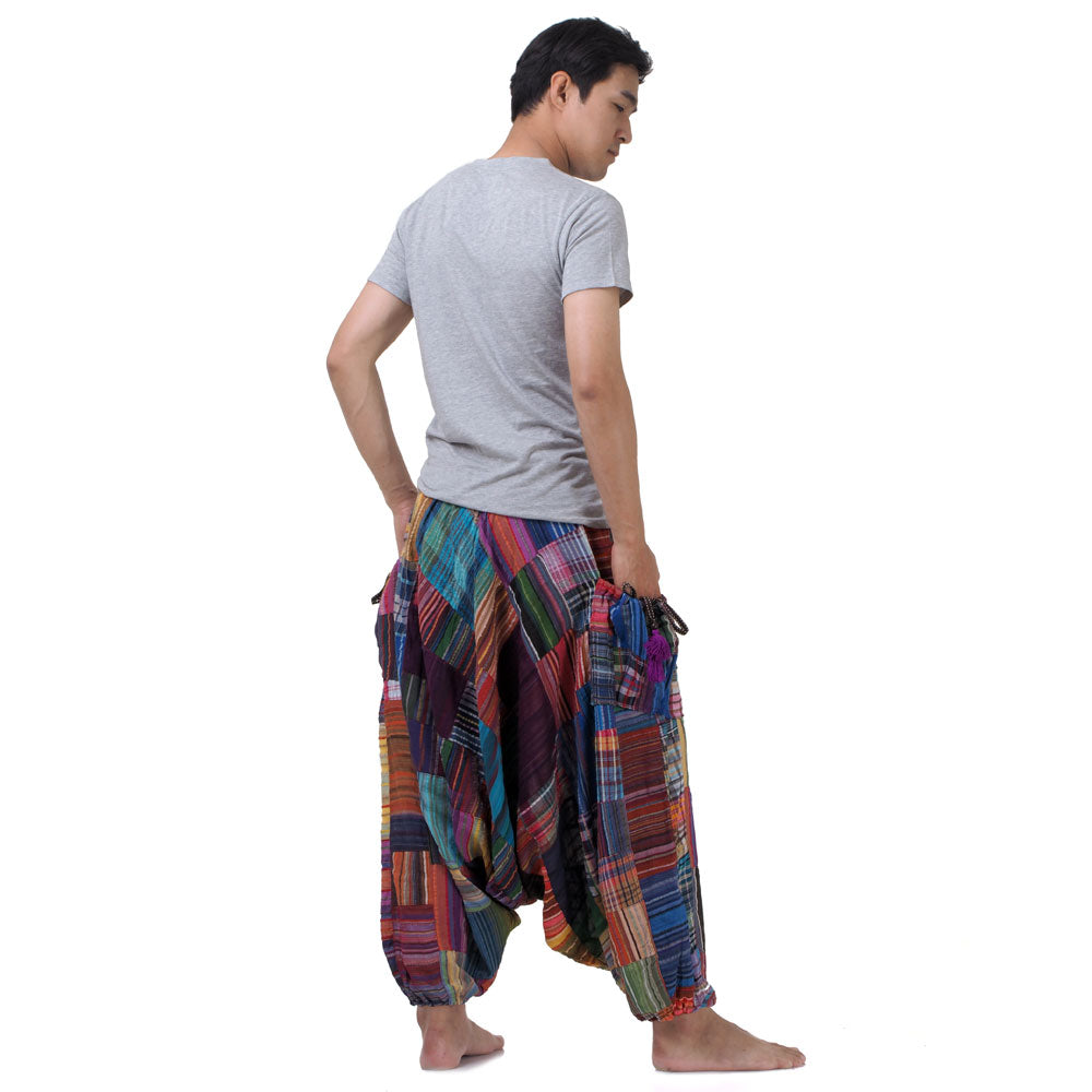 Herren Drop Crotch Patchwork Haremshose Fire of Colors