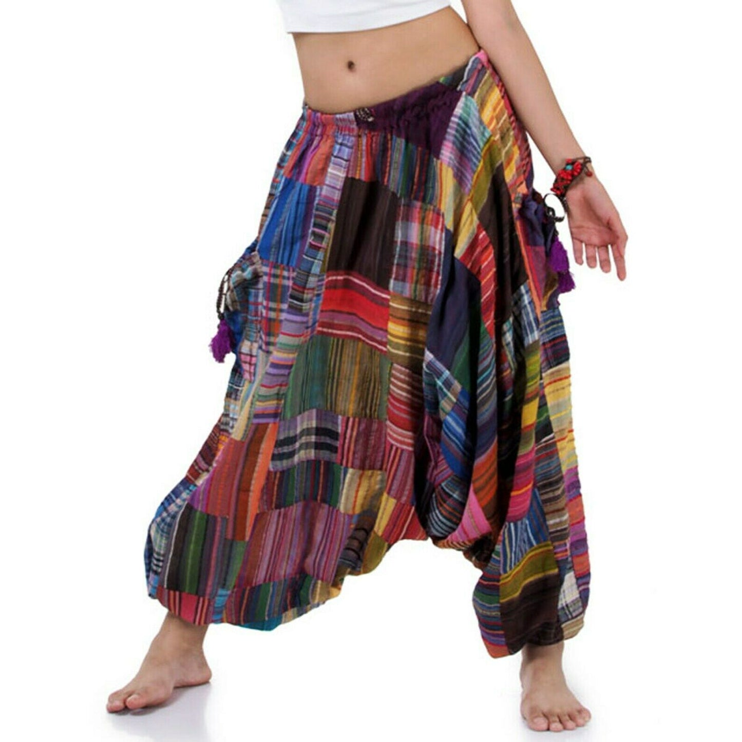 Women’s Drop Crotch Patchwork Harem Pants Joy of Colors