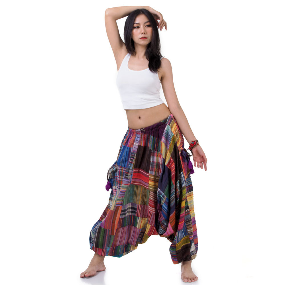 Women’s Drop Crotch Patchwork Harem Pants Joy of Colors