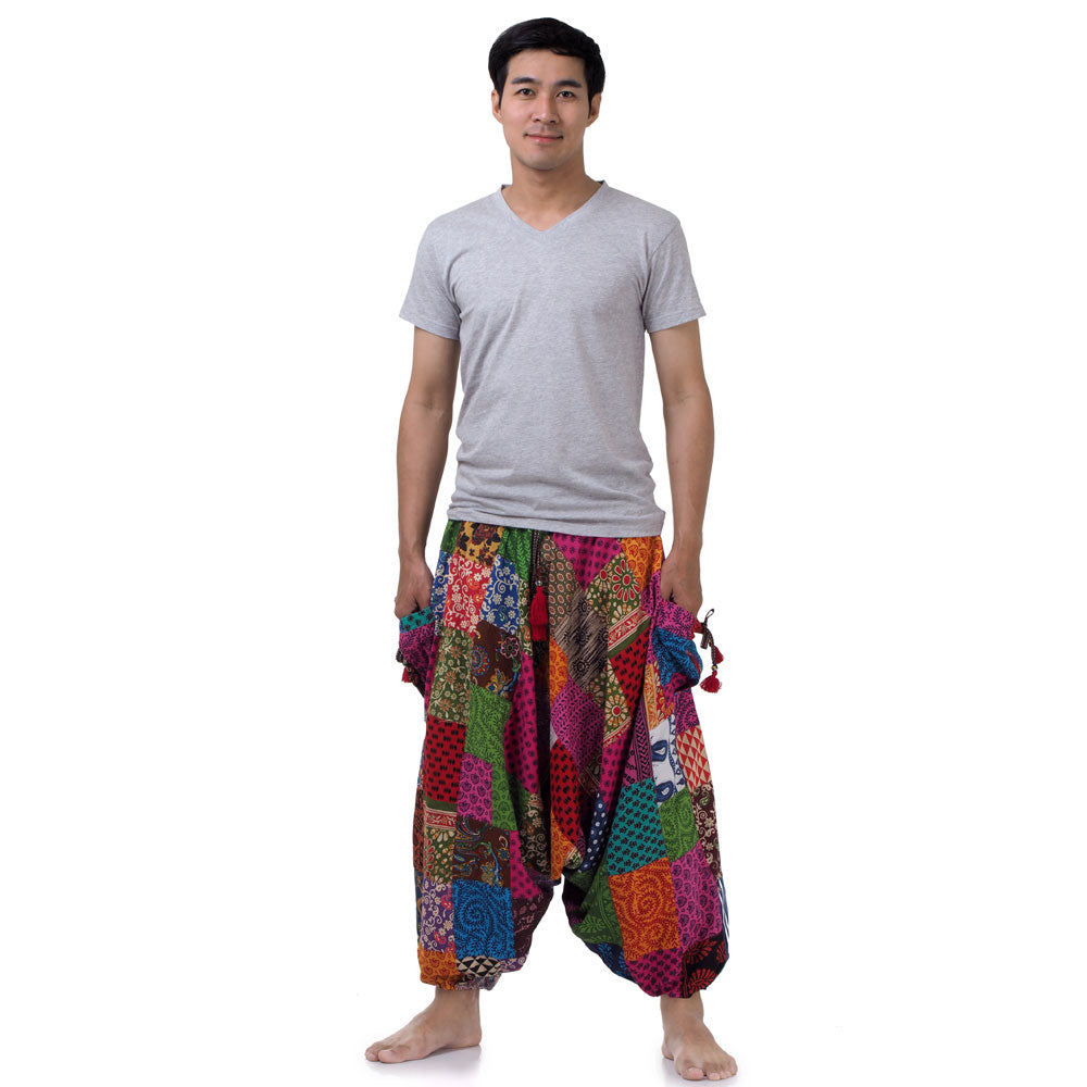 Drop Crotch Herren Patchwork Haremshose Splendor of Colors