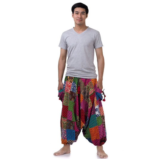 Men’s Drop Crotch Patchwork Harem Pants Splendor of Colors