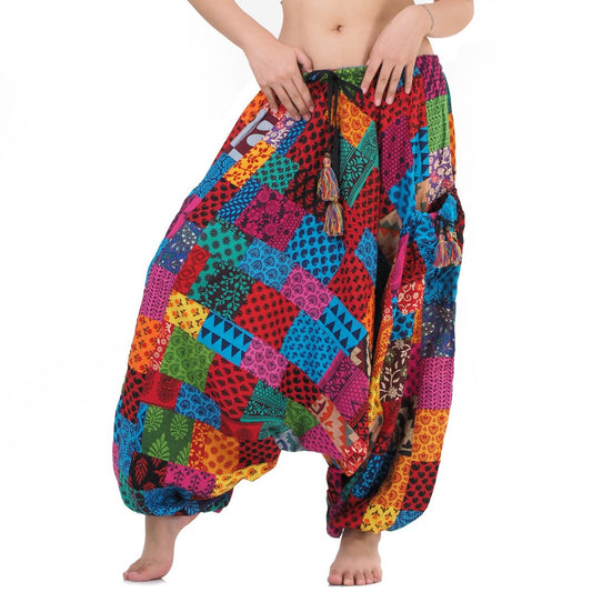 Women’s Drop Crotch Patchwork Harem Pants Symphony of Colors