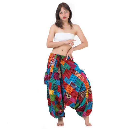 Women’s Drop Crotch Patchwork Harem Pants Symphony of Colors