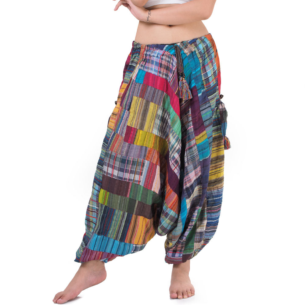 World of Colors Women’s Drop Crotch Patchwork Harem Pants