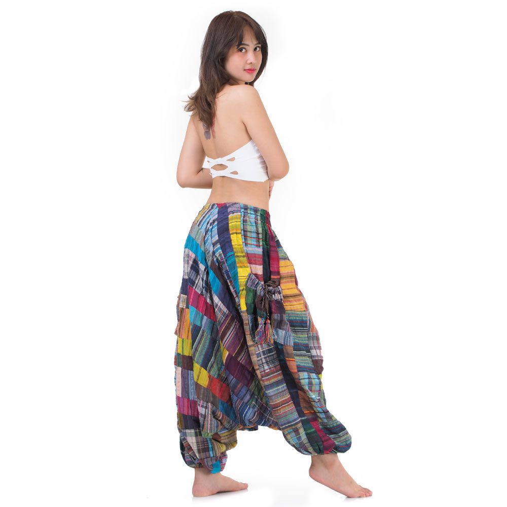 World of Colors Women’s Drop Crotch Patchwork Harem Pants