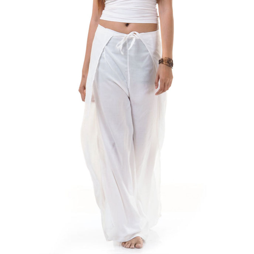Close-up of white Thai wrap pants skirt