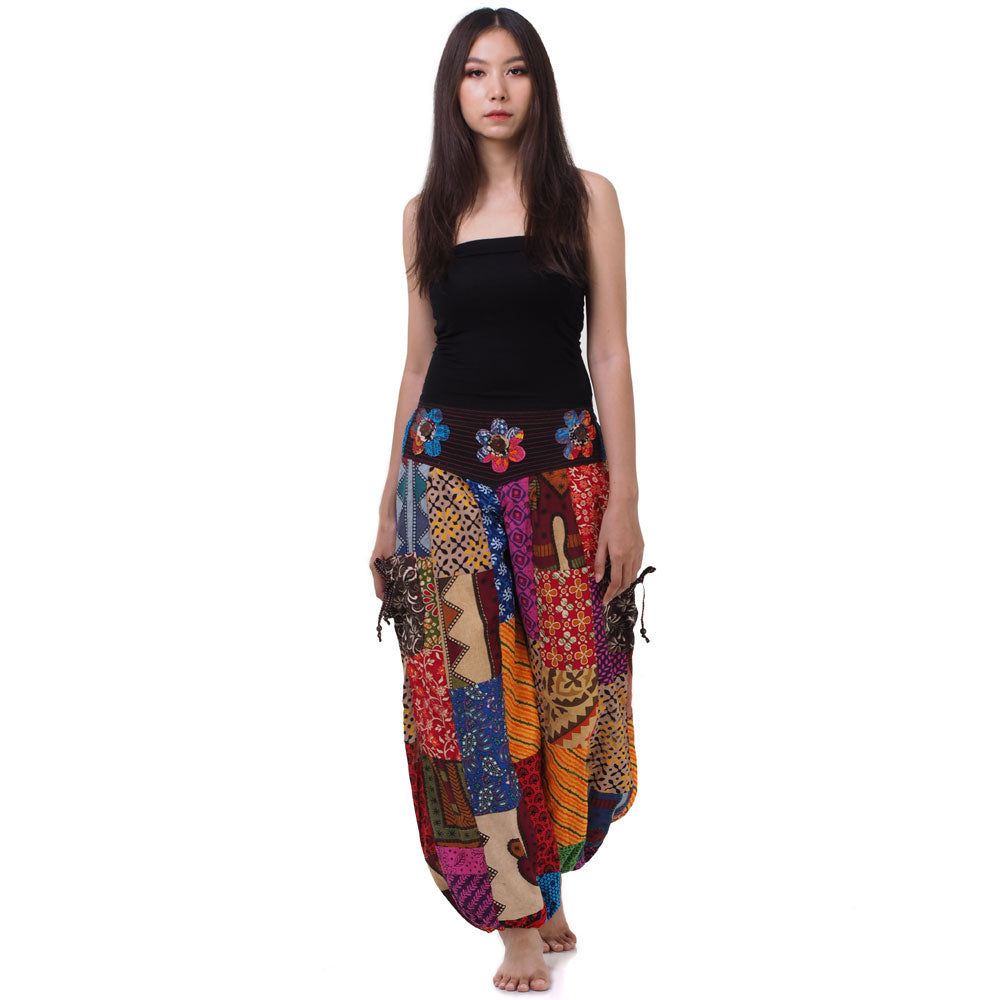 Damen Boho Patchwork Haremshose Burst of Colors