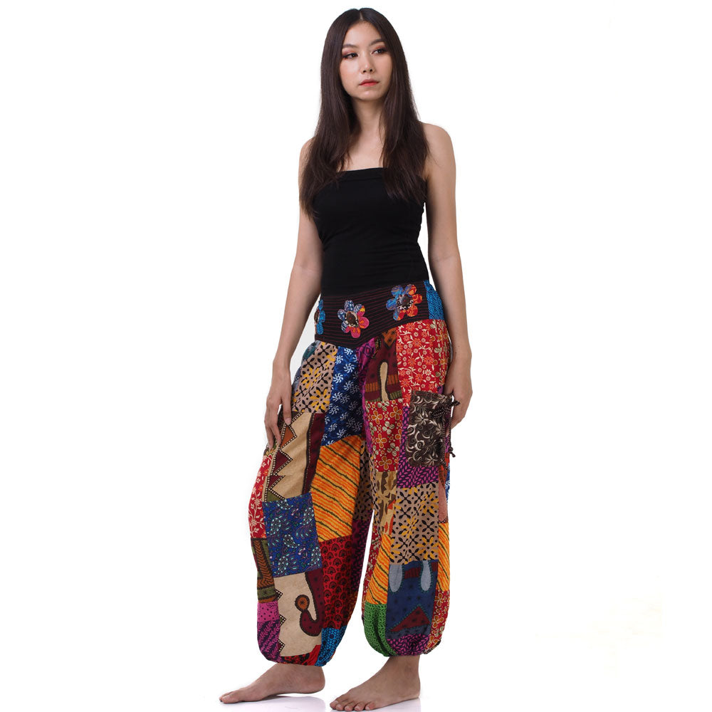 Damen Boho Patchwork Haremshose Burst of Colors