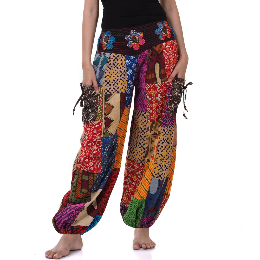 Damen Boho Patchwork Haremshose Burst of Colors