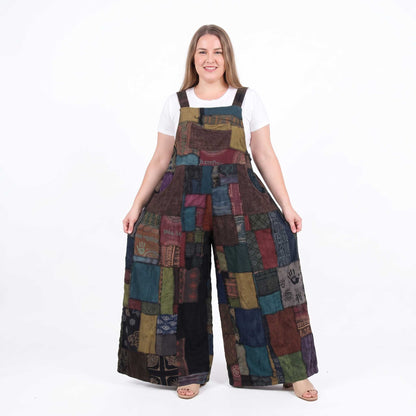 Plus Size Midnight Black Patchwork Jumpsuit Overall