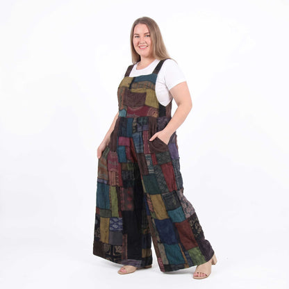 Plus Size Midnight Black Patchwork Jumpsuit Overall
