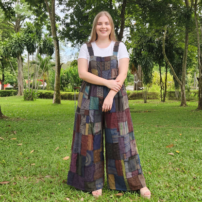 Plus Size Midnight Black Patchwork Jumpsuit Overall