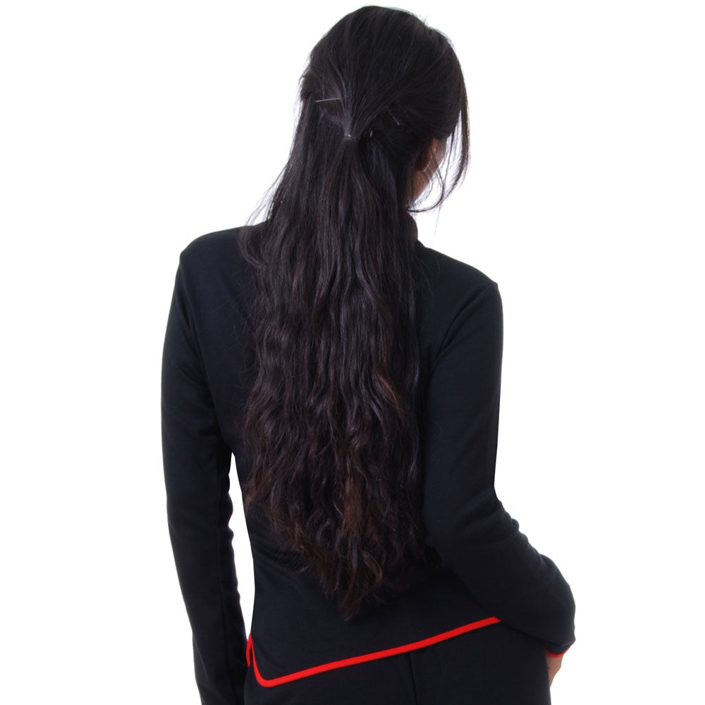 Schwarzes Langarm Loungewear Damen Bambus Yoga Shirt