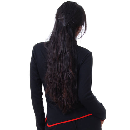 Schwarzes Langarm Loungewear Damen Bambus Yoga Shirt