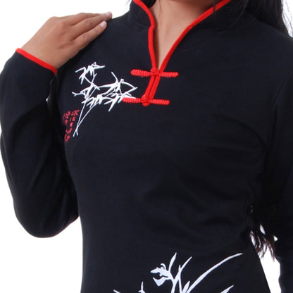 Schwarzes Langarm Loungewear Damen Bambus Yoga Shirt