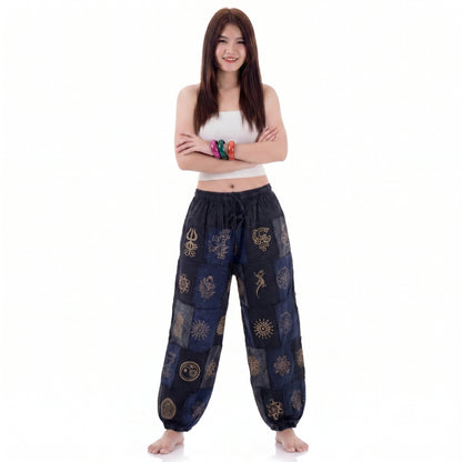Black Stonewashed Tribal Harmony Harem Pants Women’s