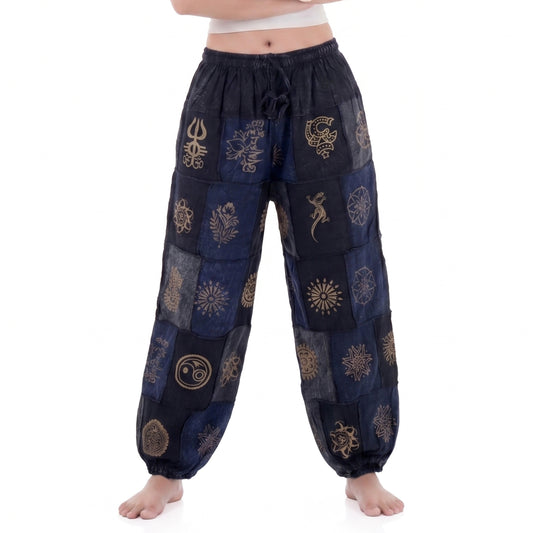 Black Stonewashed Tribal Harmony Harem Pants Women’s