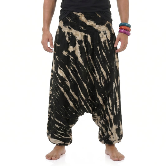 Batik Drop Crotch Herren Haremshose Midnight Black