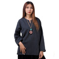 Women’s Long-Sleeve Pinstripe Thai Fisherman Shirt Black