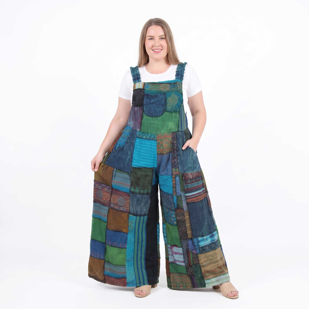 Salopette-combinaison ample violette patchwork Mystic