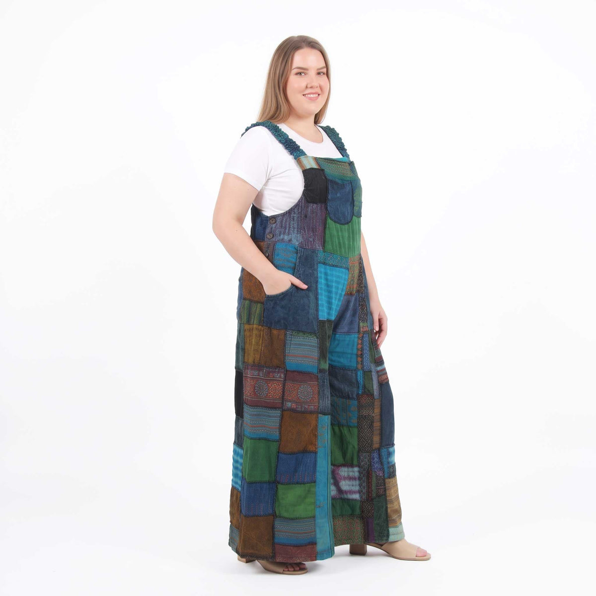 Salopette-combinaison ample violette patchwork Mystic
