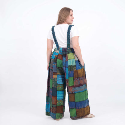 Salopette-combinaison ample violette patchwork Mystic