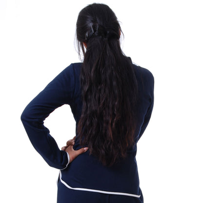 Loungewear Langarm Damen Yoga Bambus Shirt Blau