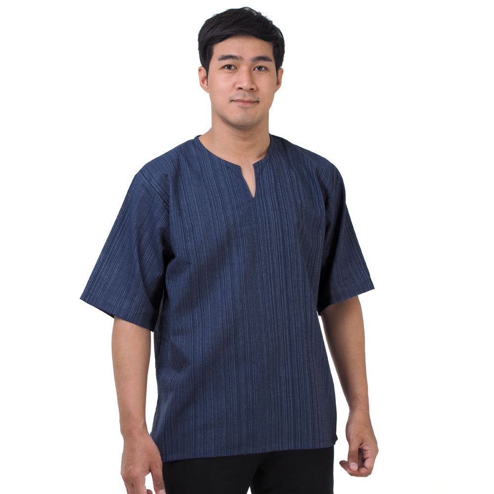 Thai Fisherman Herren Shirt mit Nadelstreifen in Blau