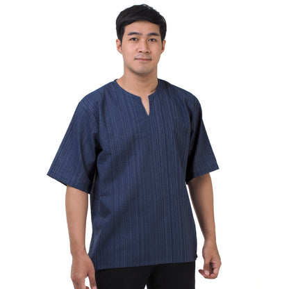 Thai Fisherman Herren Shirt mit Nadelstreifen in Blau