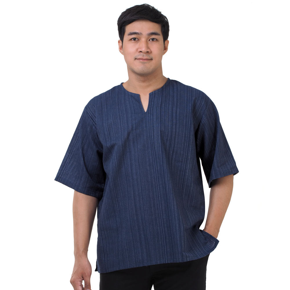 Thai Fisherman Herren Shirt mit Nadelstreifen in Blau