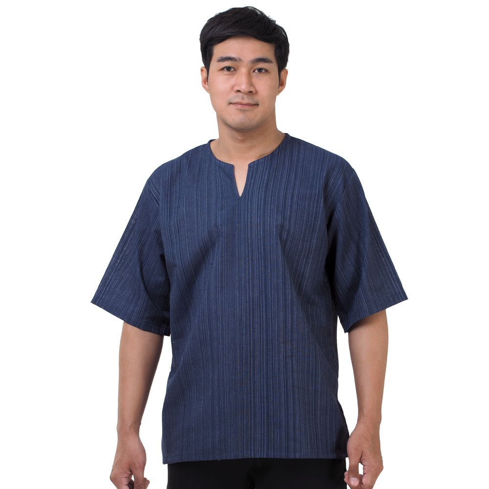 Thai Fisherman Herren Shirt mit Nadelstreifen in Blau