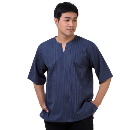 Thai Fisherman Herren Shirt mit Nadelstreifen in Blau