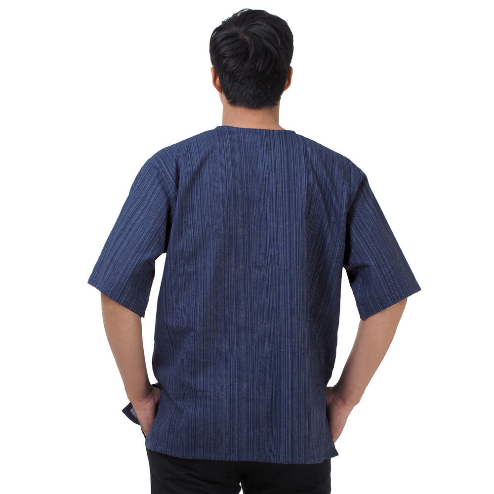 Thai Fisherman Herren Shirt mit Nadelstreifen in Blau