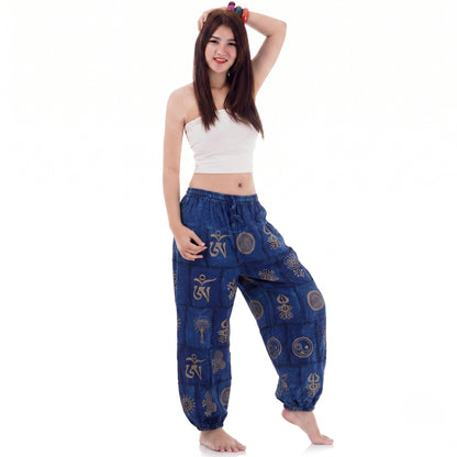 Stonewashed Women’s Tribal Harmony Harem Pants Blue