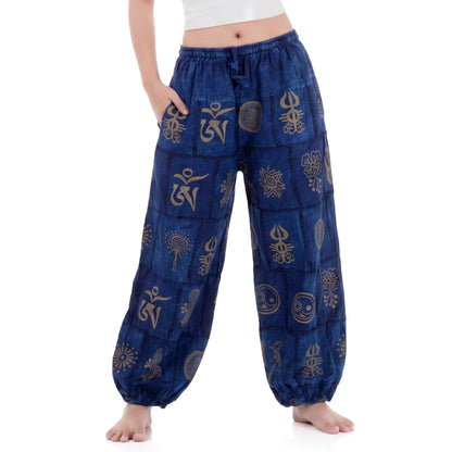 Stonewashed Women’s Tribal Harmony Harem Pants Blue