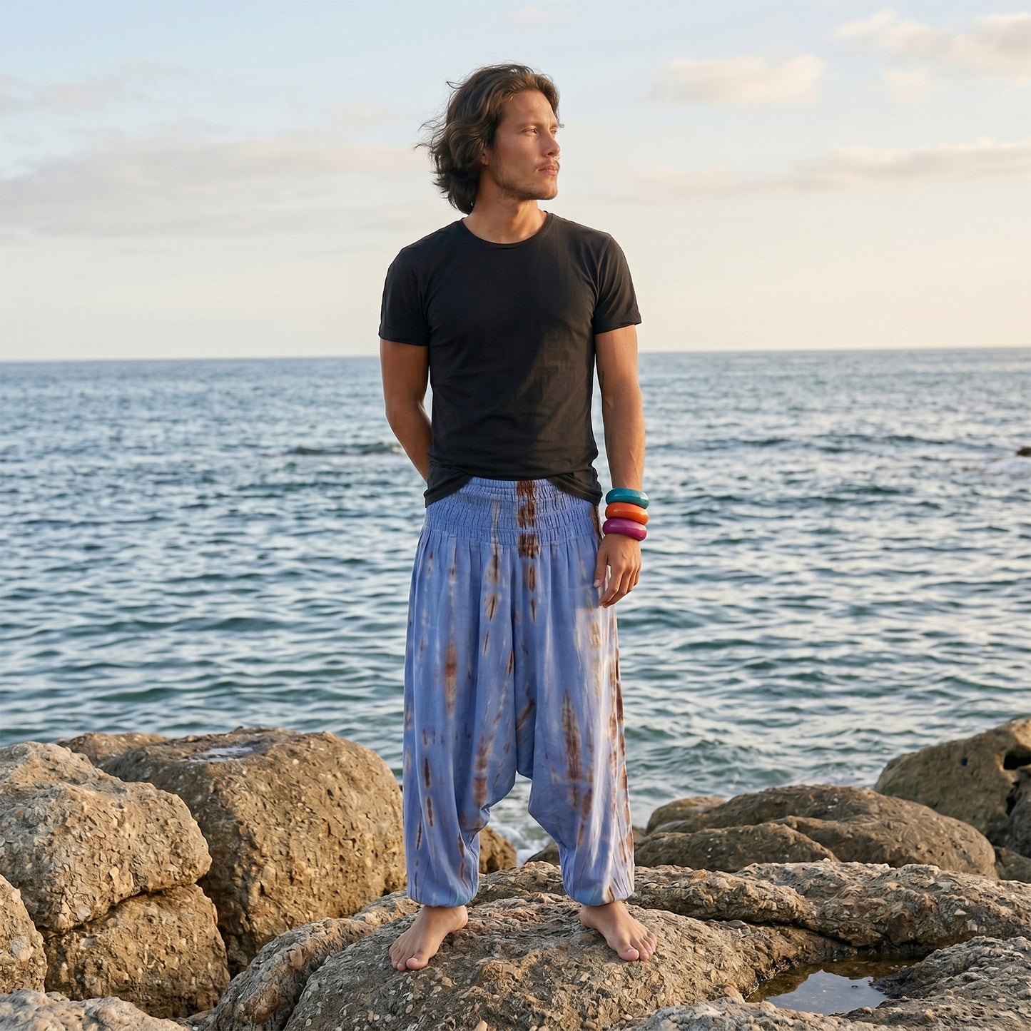 Ocean Breeze Herren Batik Drop Crotch Haremshose
