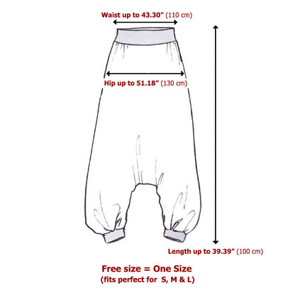 Size Chart pinstripe drop crotch Thai harem pants