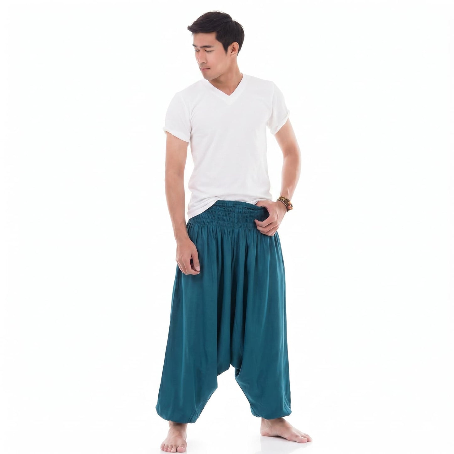 Men's Drop Crotch Harem Pants Turquoise Tranquility