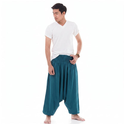 Men's Drop Crotch Harem Pants Turquoise Tranquility
