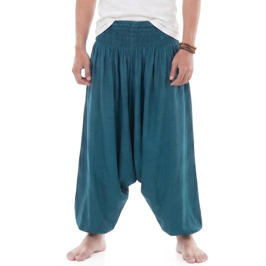 Men's Drop Crotch Harem Pants Turquoise Tranquility