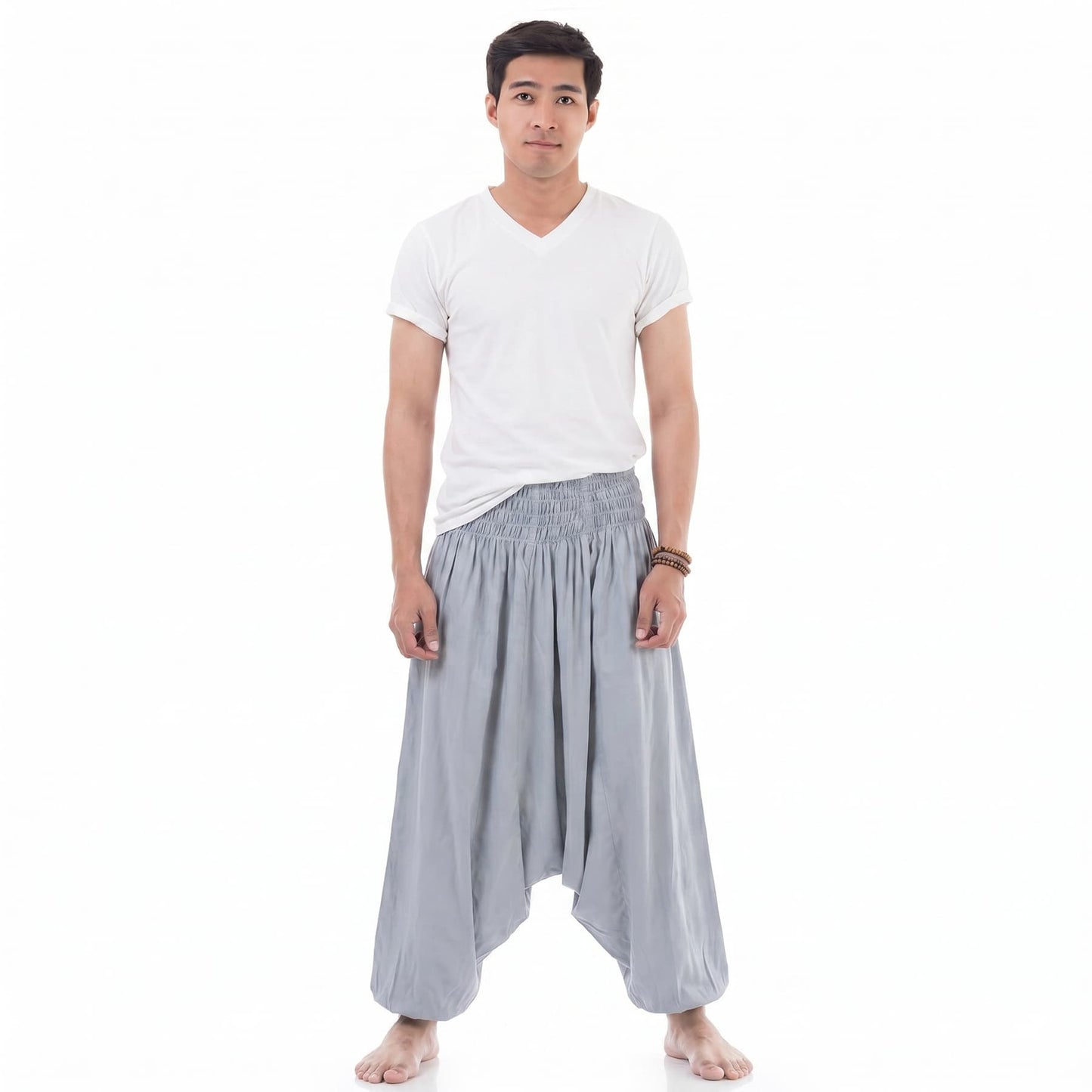 Elephant Gray Men's Drop Crotch Harem Pants