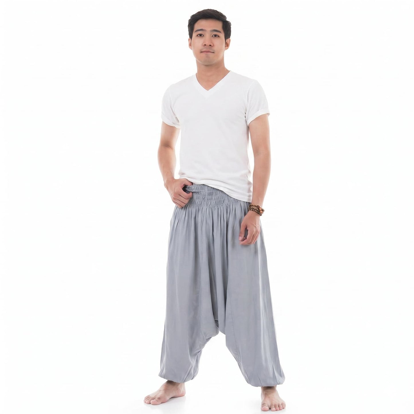 Elephant Gray Men's Drop Crotch Harem Pants
