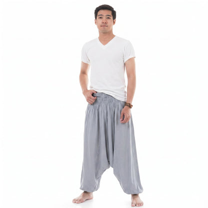 Elephant Gray Men's Drop Crotch Harem Pants
