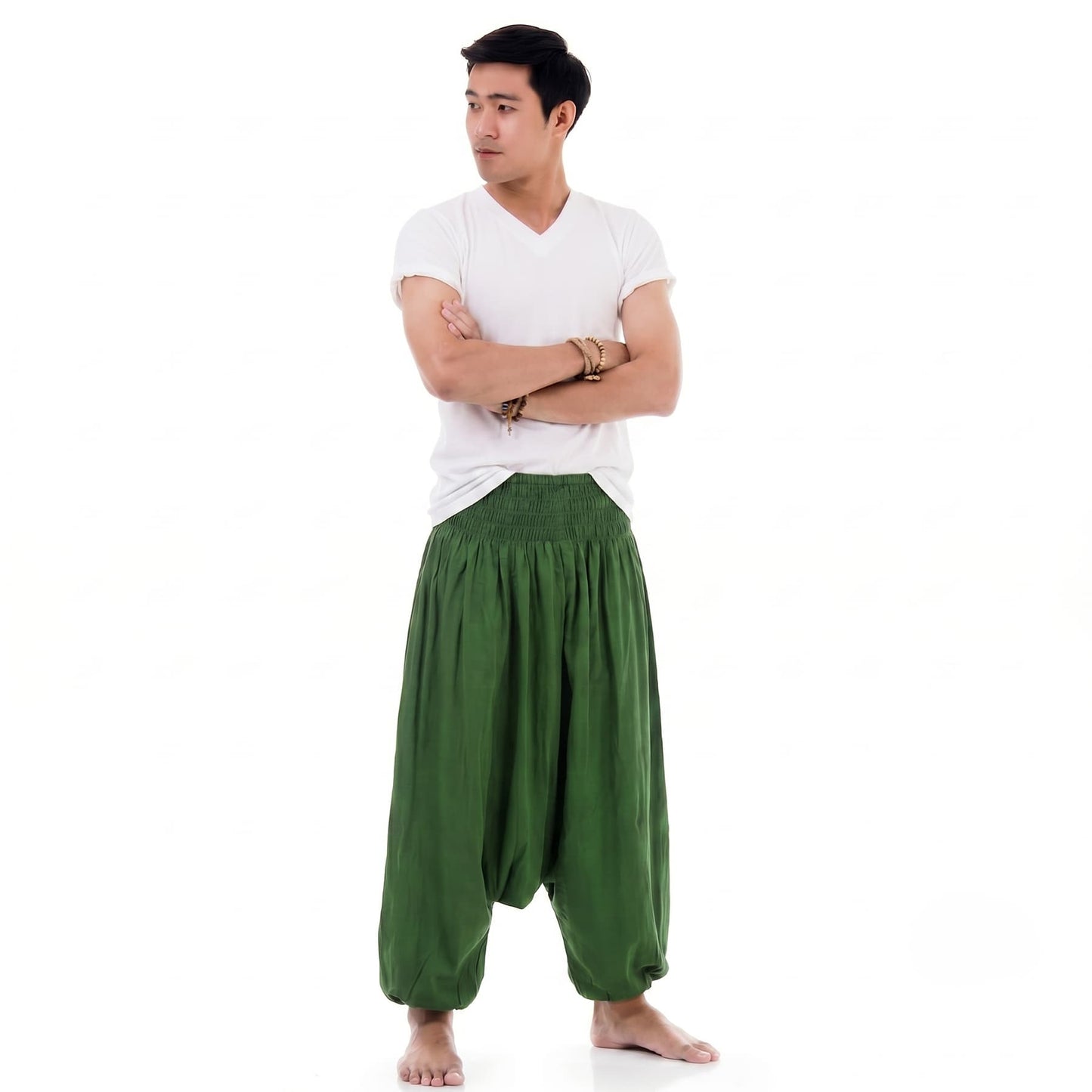 Forest Green Men's Drop Crotch Harem Pants