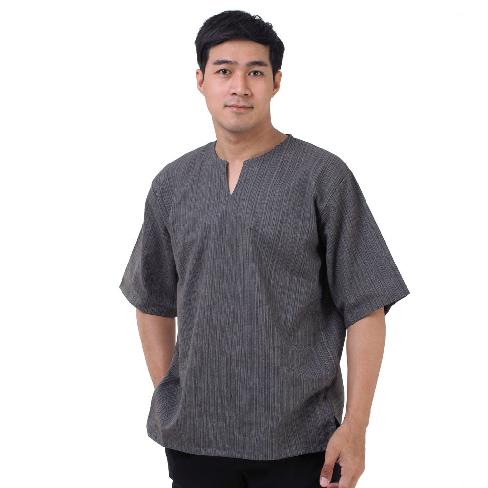 Thai Fisherman Herren Shirt mit Nadelstreifen in Grau