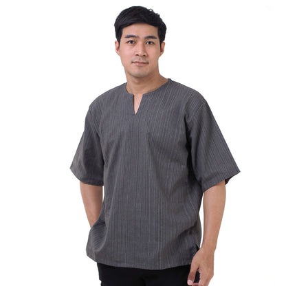 Thai Fisherman Herren Shirt mit Nadelstreifen in Grau